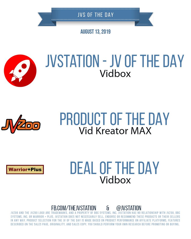 JVs of the day - August 13, 2019