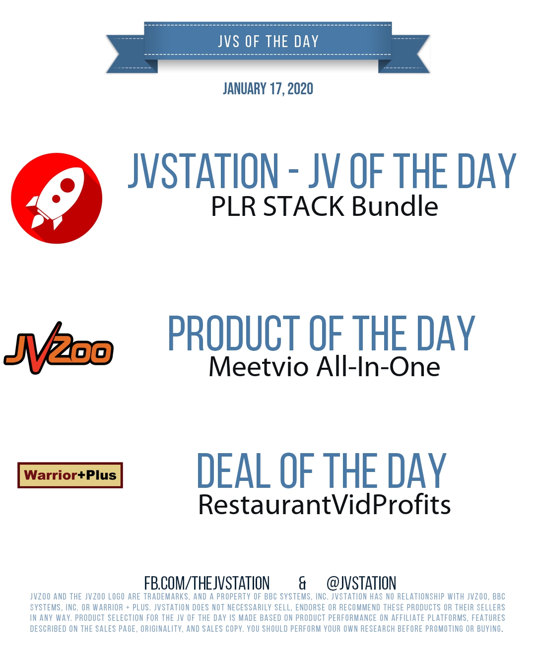 JVs of the day - January 17, 2020